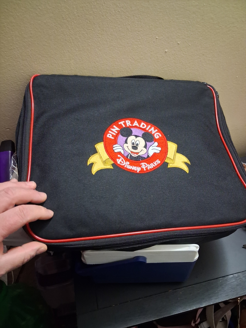 Disney Black Pin Trading Bag with Red Trim
